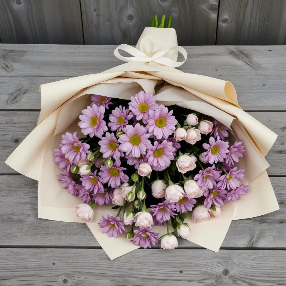 Букет цветов из: Розы и Хризантемы в Редькино