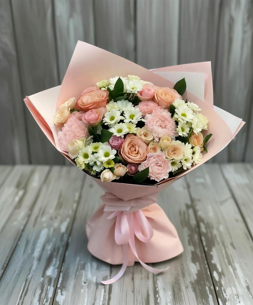 Букет цветов из: Гвоздики, Розы и Хризантемы в Редькино