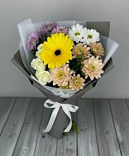 Букет цветов из:  Розы, Герберы и Хризантемы в Редькино