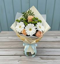 Букет цветов из:  Герберы, Розы и Хризантемы #REPLACE_PRED# Редькино