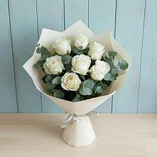 Букет Белые розы в Эвкалипте #REPLACE_PRED# Редькино